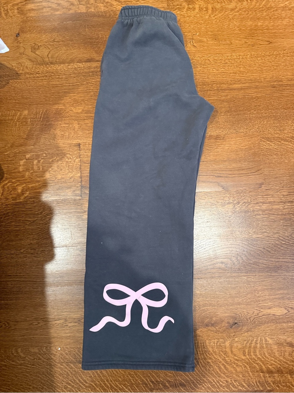Edikted Black Wide Leg Pants with Pink Bow Graphic